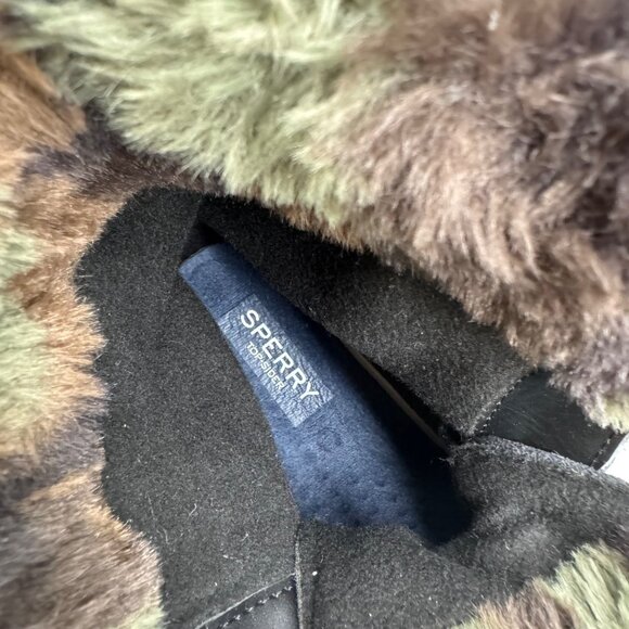 Sperry Top Sider Torrent Black Suede Camo Faux fur Winter Lace-Up Boots Women 8 - Picture 10 of 10